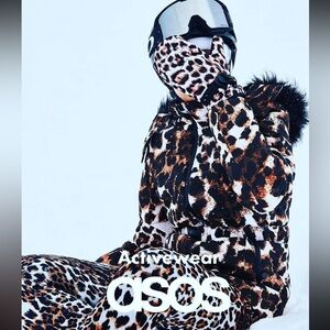 ASOS Leopard Cheetah Ski Snow Jacket XS 2